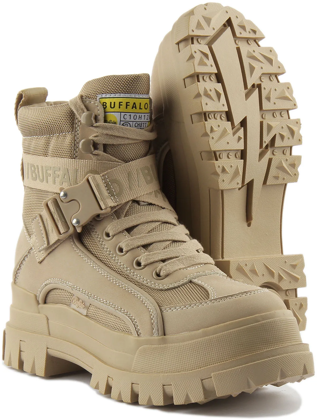 Buffalo Aspha Com1 Boots In Beige Shoes Buffalo