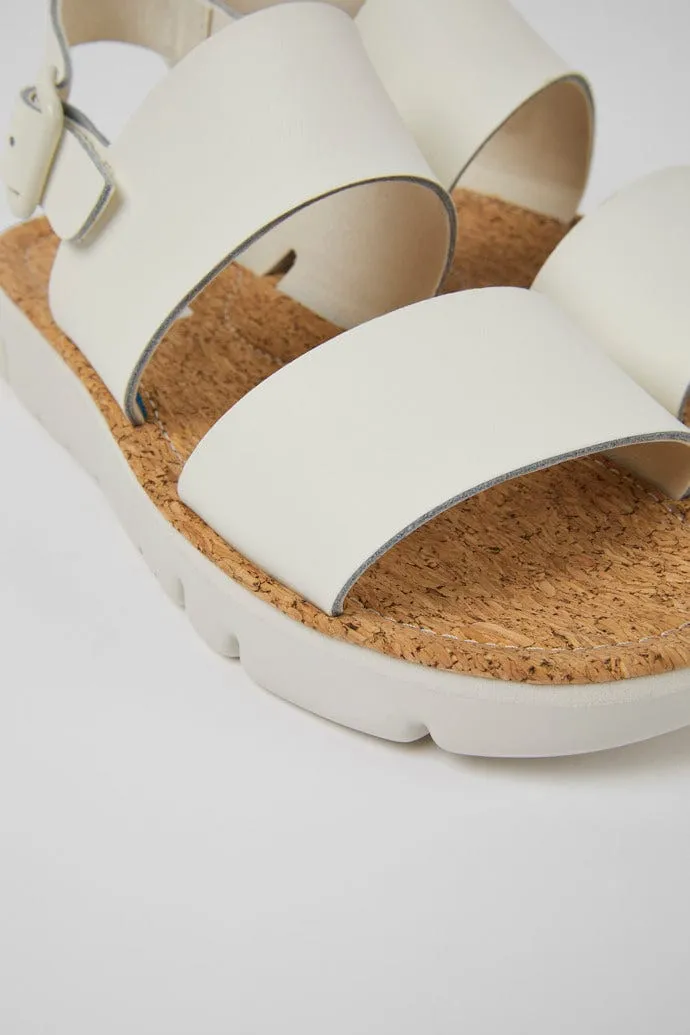Camper Oruga Leather Strap Sandal White