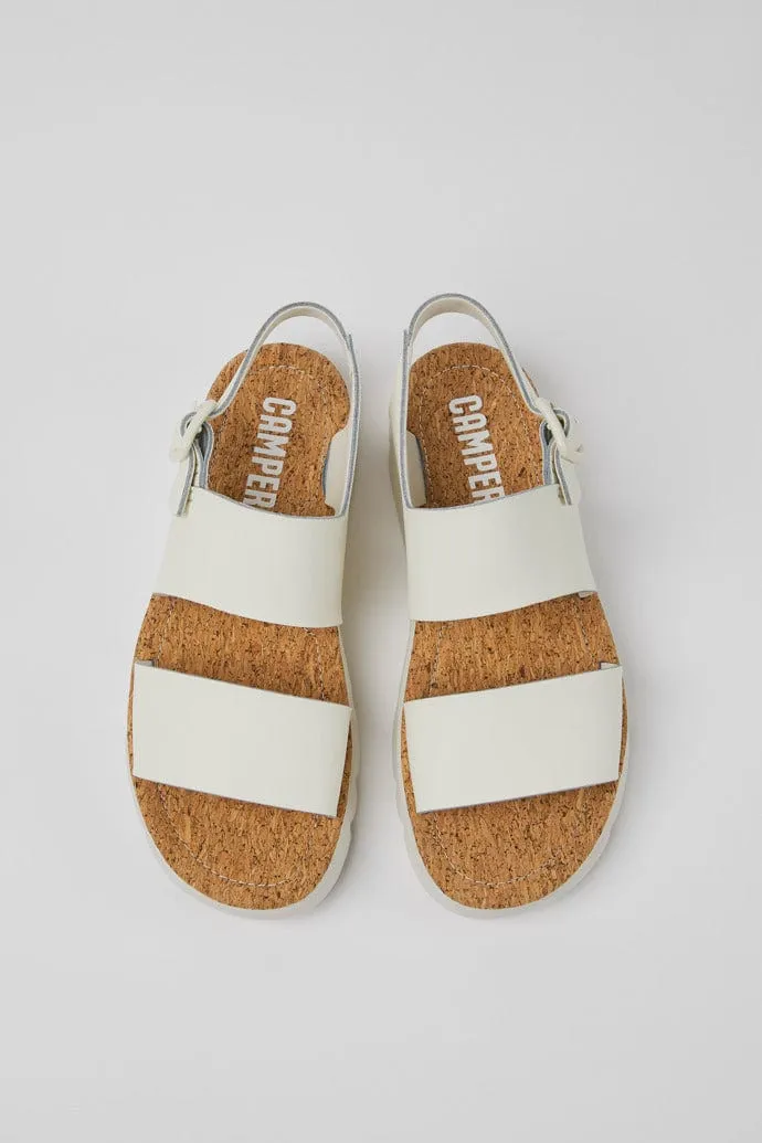Camper Oruga Leather Strap Sandal White