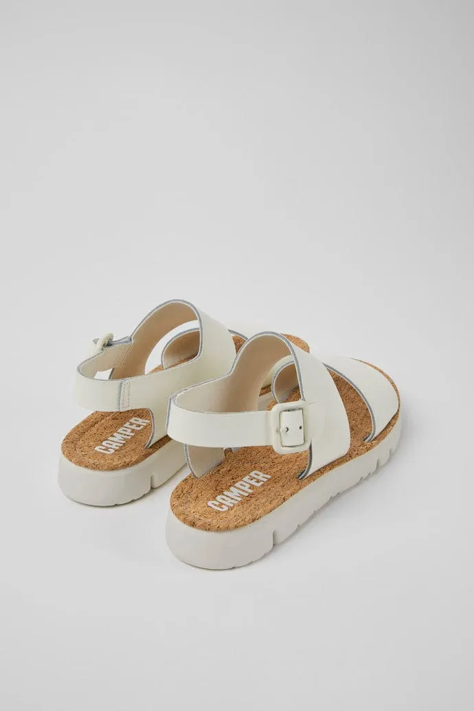 Camper Oruga Leather Strap Sandal White