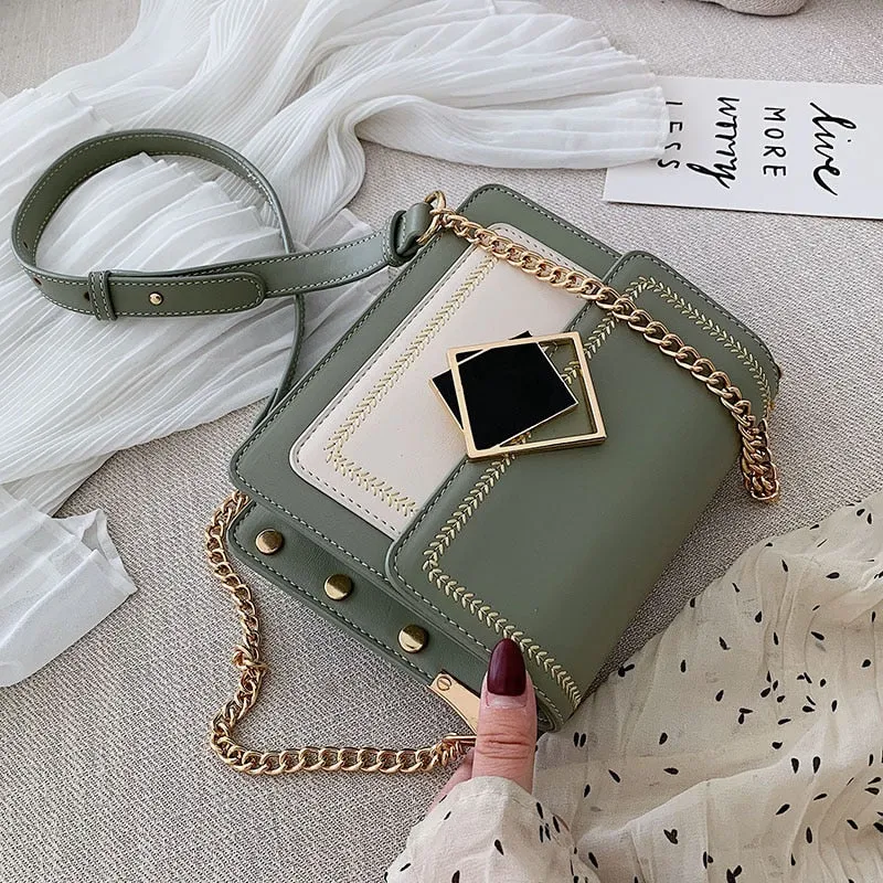 Chain Pu Leather Crossbody Bags For Women 2020 Small Shoulder Messenger Bag Special Lock Design Female Travel Handbags Fashion Nova Bags