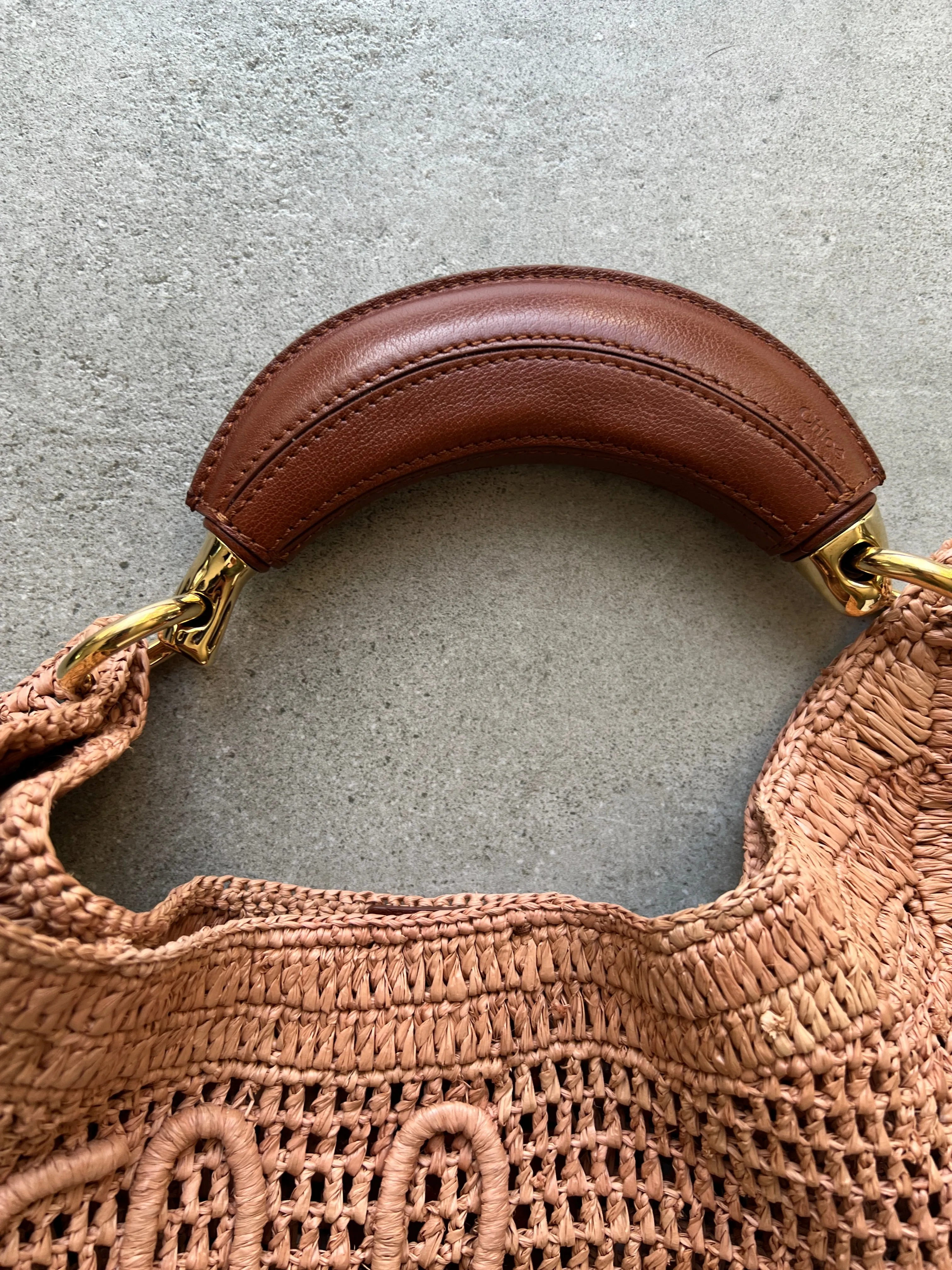 Chloé Bags Banana Raffia Hobo, Beige