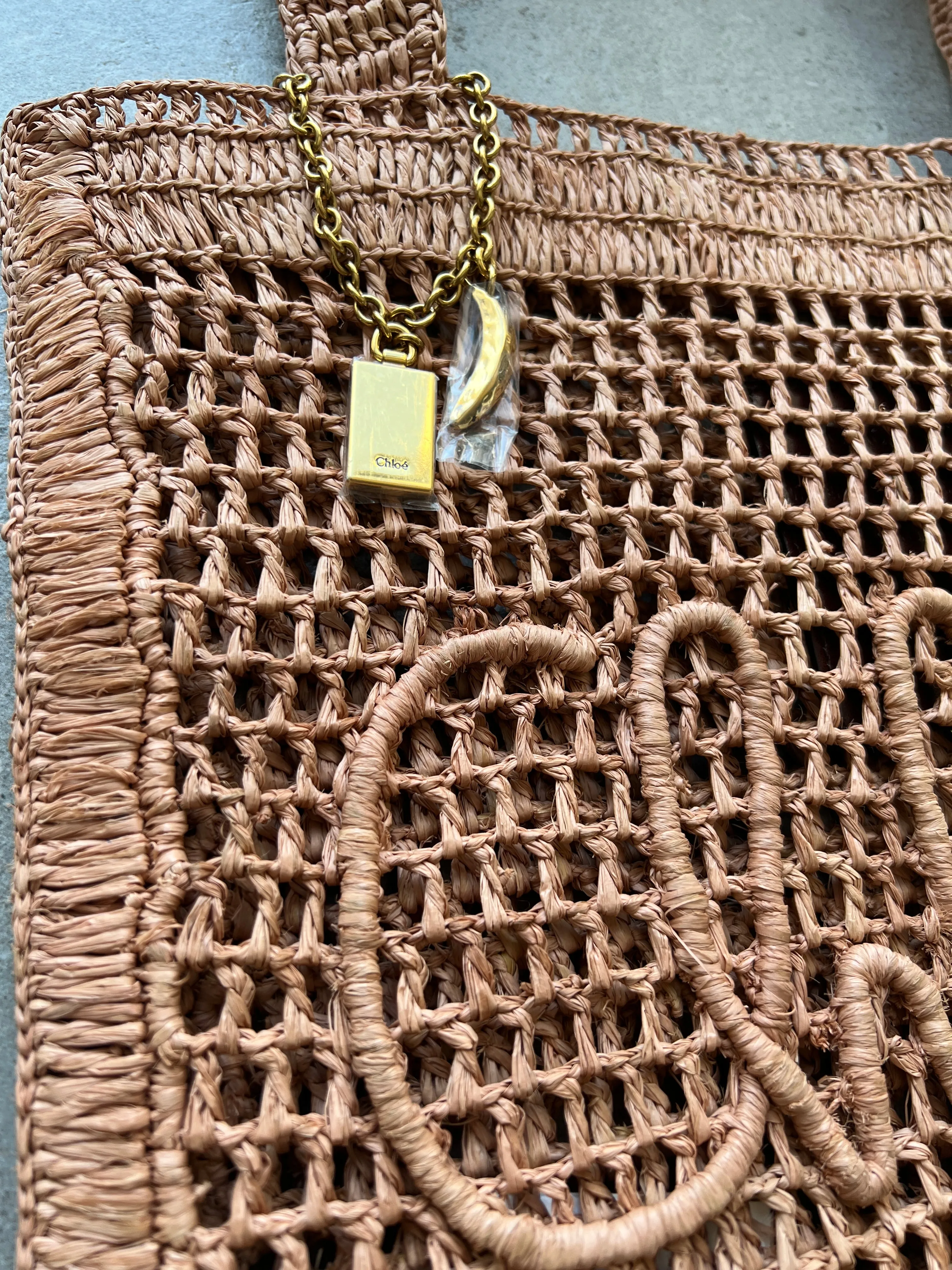 Chloé Bags Banana Raffia Tote, Beige