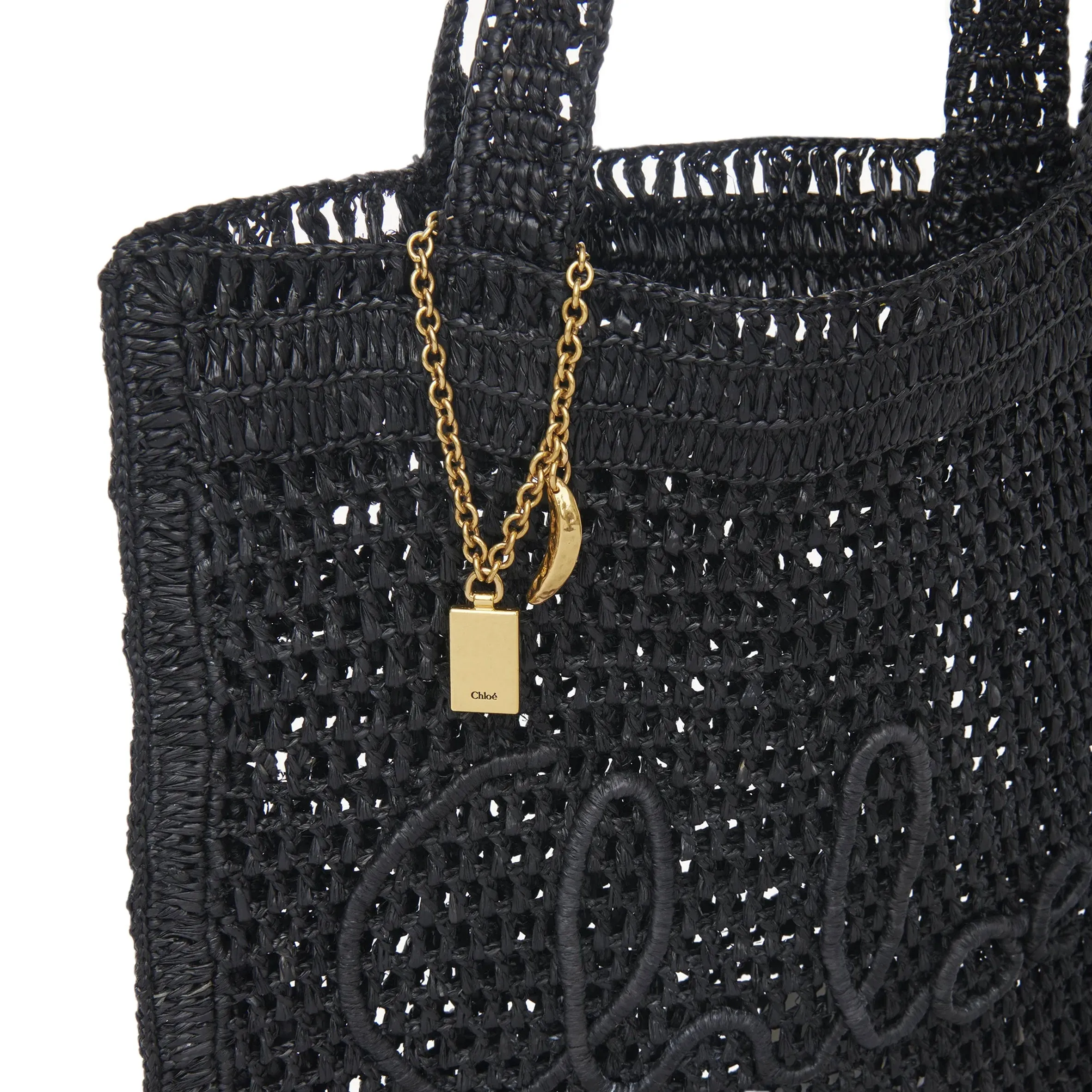 Chloé Bags Banana Raffia Tote, Black