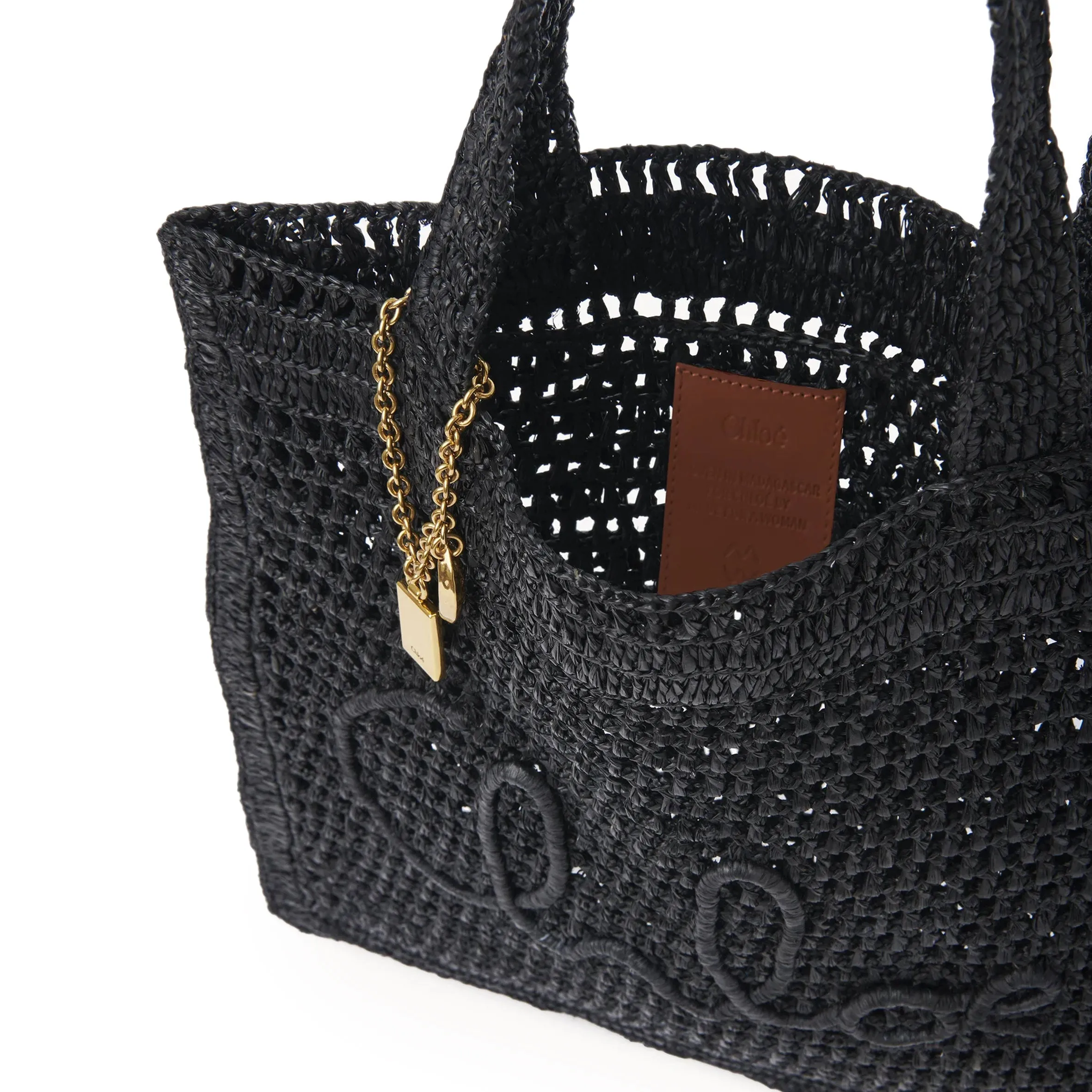Chloé Bags Banana Raffia Tote, Black