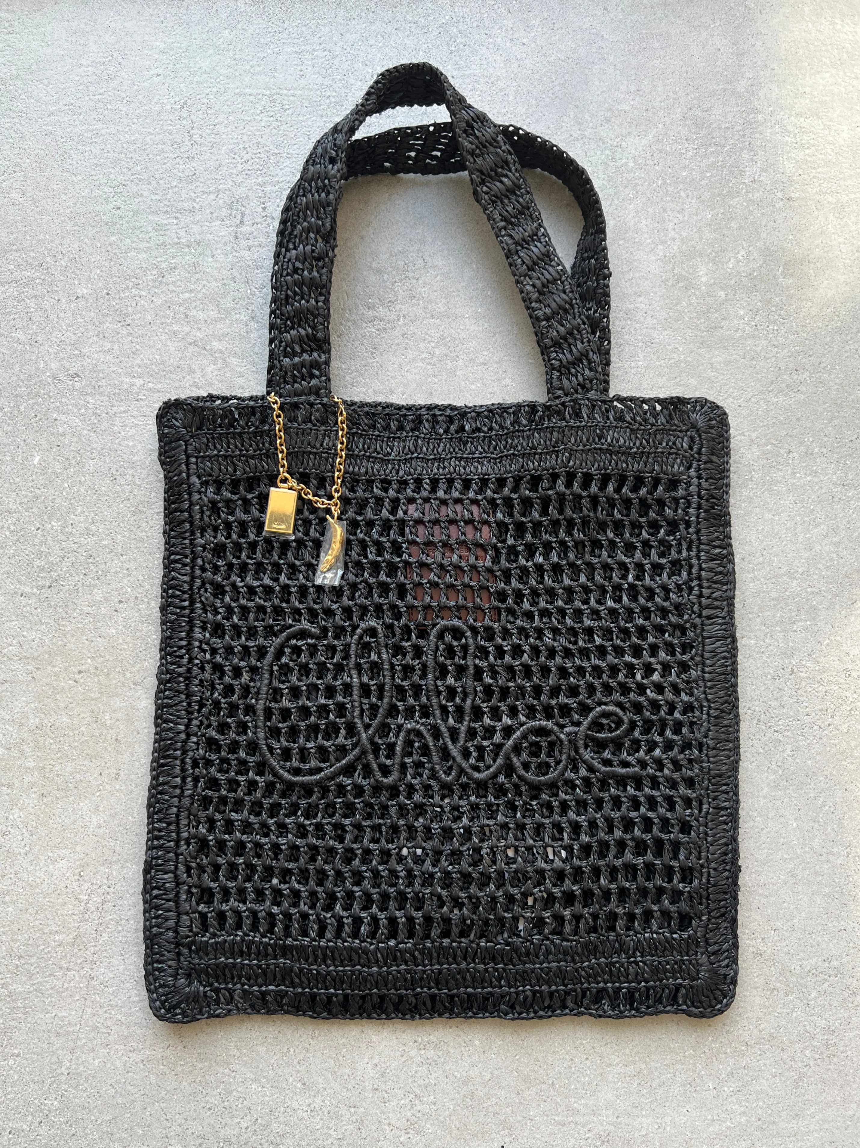 Chloé Bags Banana Raffia Tote, Black