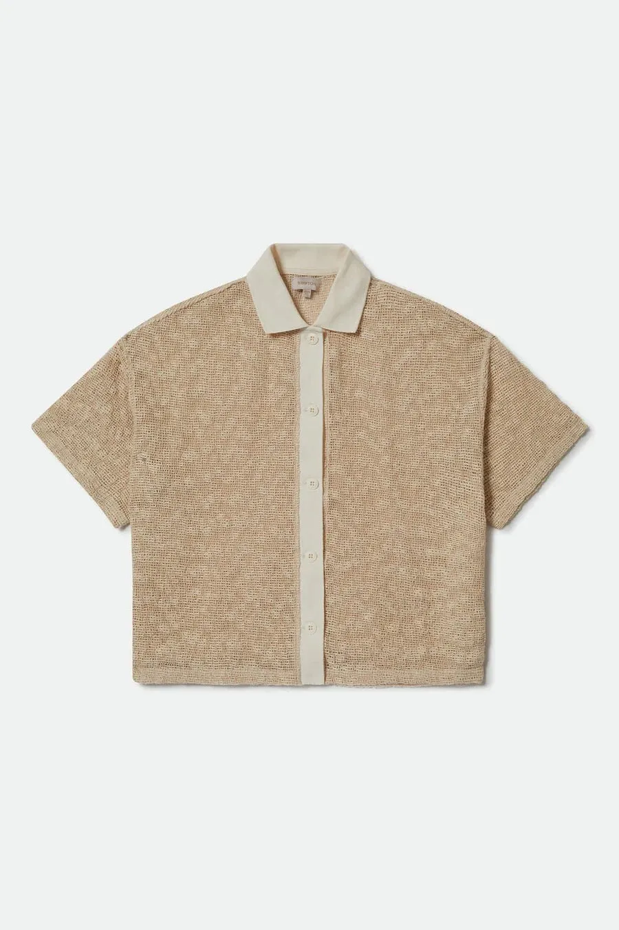 Clothing Brixton Men Camp Mesh Button Down Short Sleeve - Off White