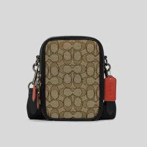 Coach Crossbody Bag COACH Stanton Crossbody In Signature Jacquard Khaki/Black Multi CH097