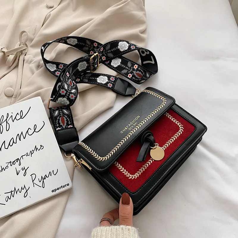 Contrast color Leather Crossbody Bags For Women 2019 Travel Handbag Fashion Simple Shoulder Messenger Bag Ladies Cross Body Bag Fashion Nova Bags