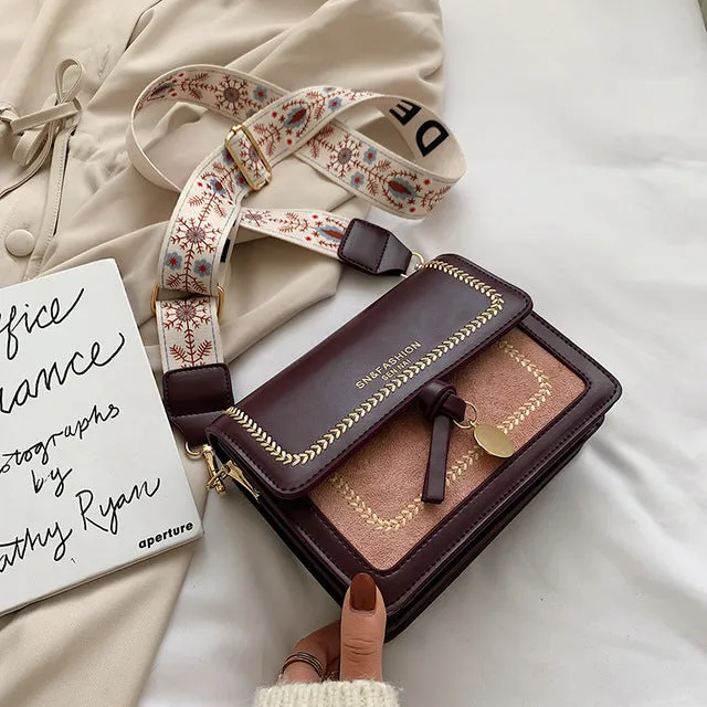 Contrast color Leather Crossbody Bags For Women 2019 Travel Handbag Fashion Simple Shoulder Messenger Bag Ladies Cross Body Bag Fashion Nova Bags