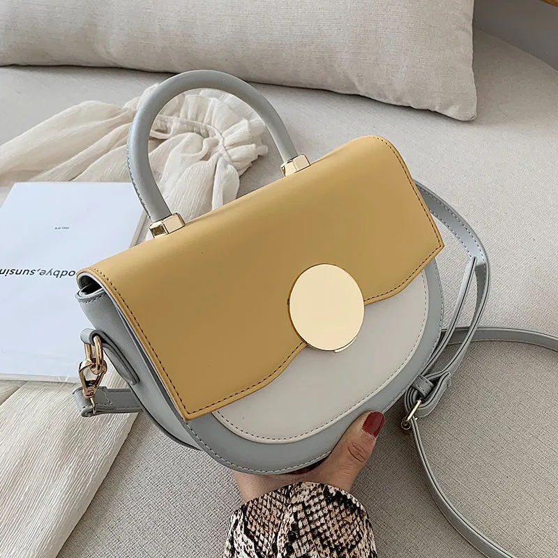 Contrast color Leather Crossbody Bags For Women 2020 Travel Handbag Fashion Simple Shoulder Messenger Bag Ladies Cross Body Bag Fashion Nova Bags