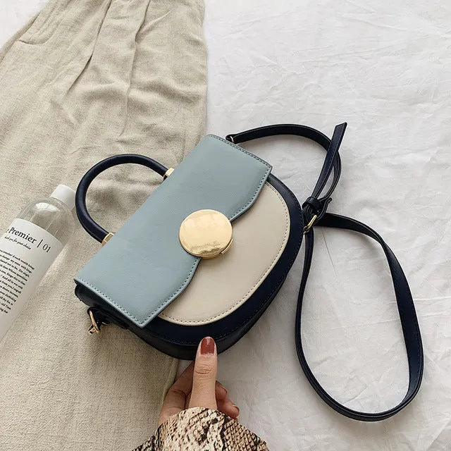 Contrast color Leather Crossbody Bags For Women 2020 Travel Handbag Fashion Simple Shoulder Messenger Bag Ladies Cross Body Bag Fashion Nova Bags