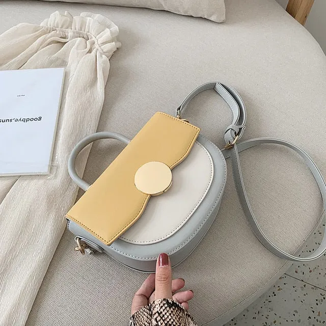 Contrast color Leather Crossbody Bags For Women 2020 Travel Handbag Fashion Simple Shoulder Messenger Bag Ladies Cross Body Bag Fashion Nova Bags