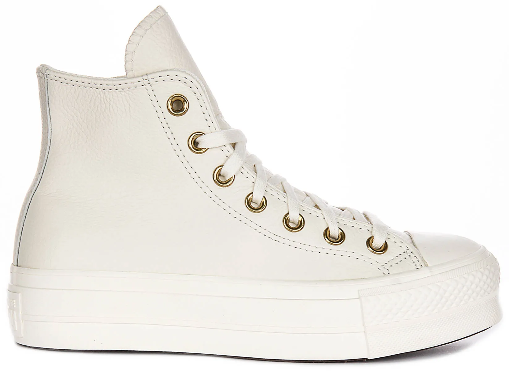 Converse All Star Lift Hi A12764C In Cream Gold Leather Shoes Converse
