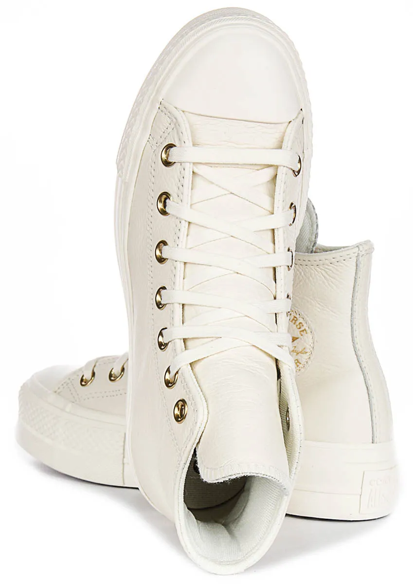 Converse All Star Lift Hi A12764C In Cream Gold Leather Shoes Converse