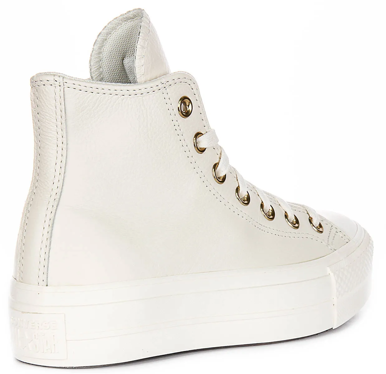 Converse All Star Lift Hi A12764C In Cream Gold Leather Shoes Converse