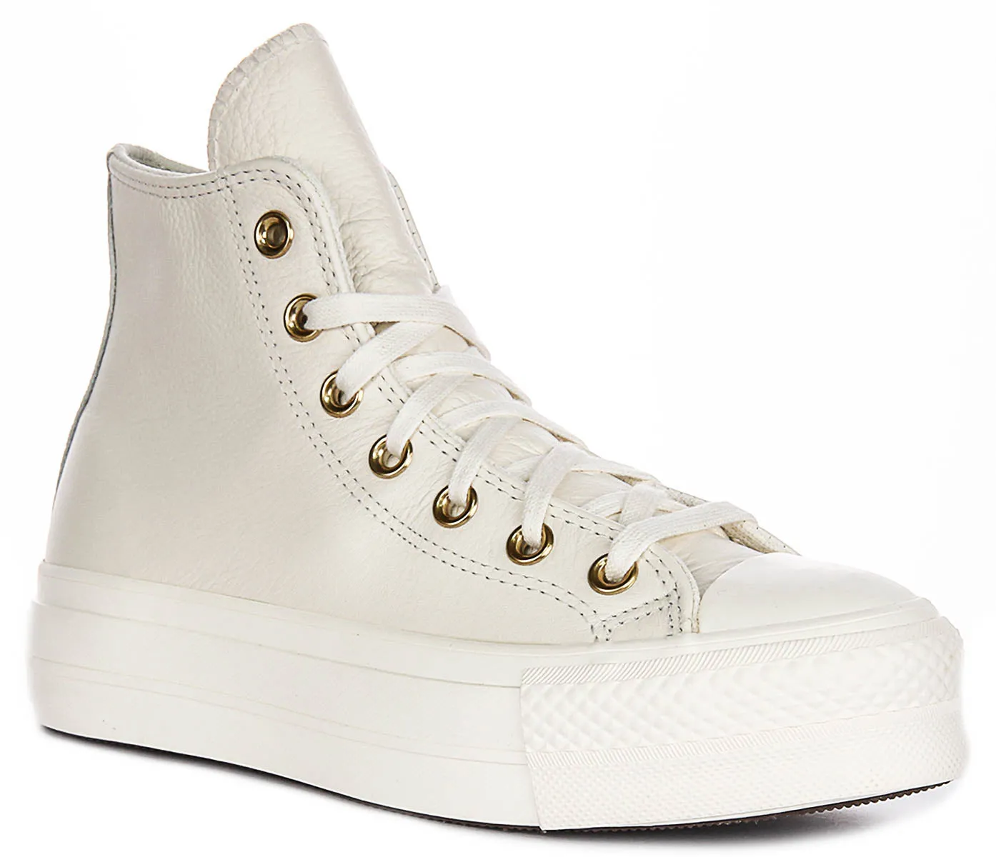 Converse All Star Lift Hi A12764C In Cream Gold Leather Shoes Converse