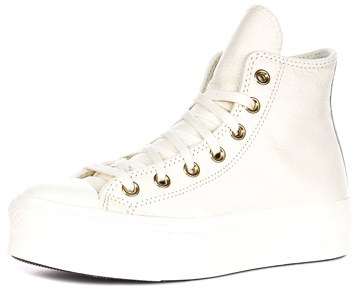 Converse All Star Lift Hi A12764C In Cream Gold Leather Shoes Converse