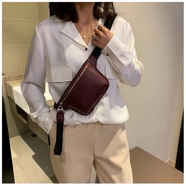 CROWDALE Women bag crocodile multicolor messenger chest bag clutch female Pu leather handbag cross body bag Fashion high quality Fashion Nova Bags