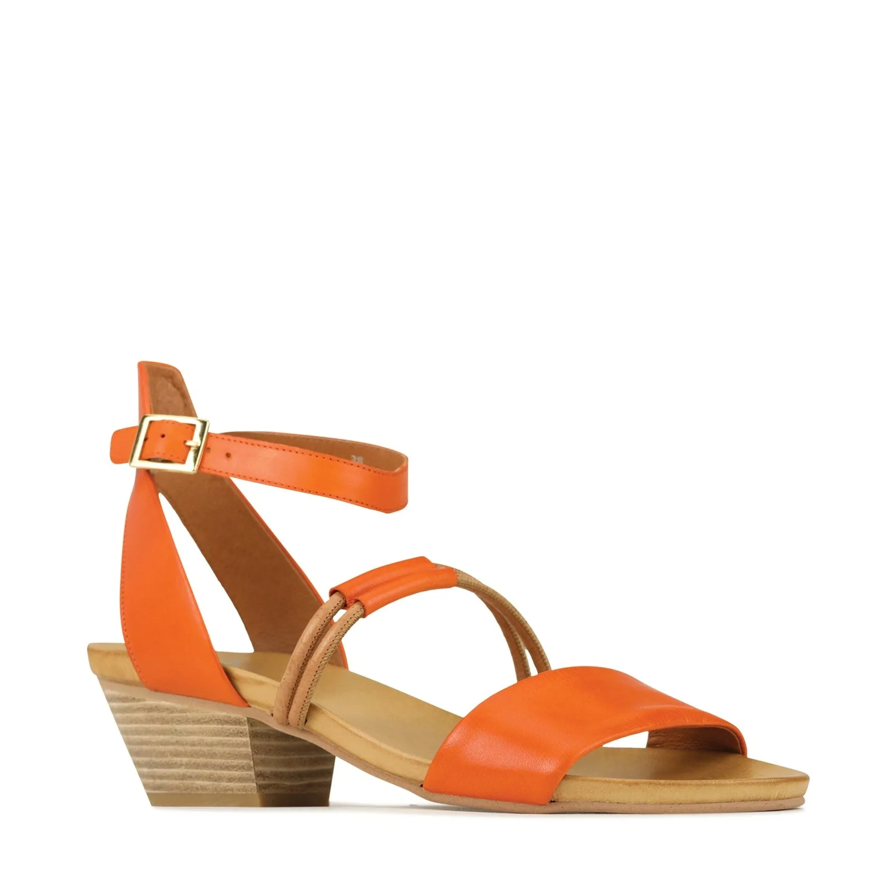 CURO LEATHER ANKLE STRAP HEEL SANDALS