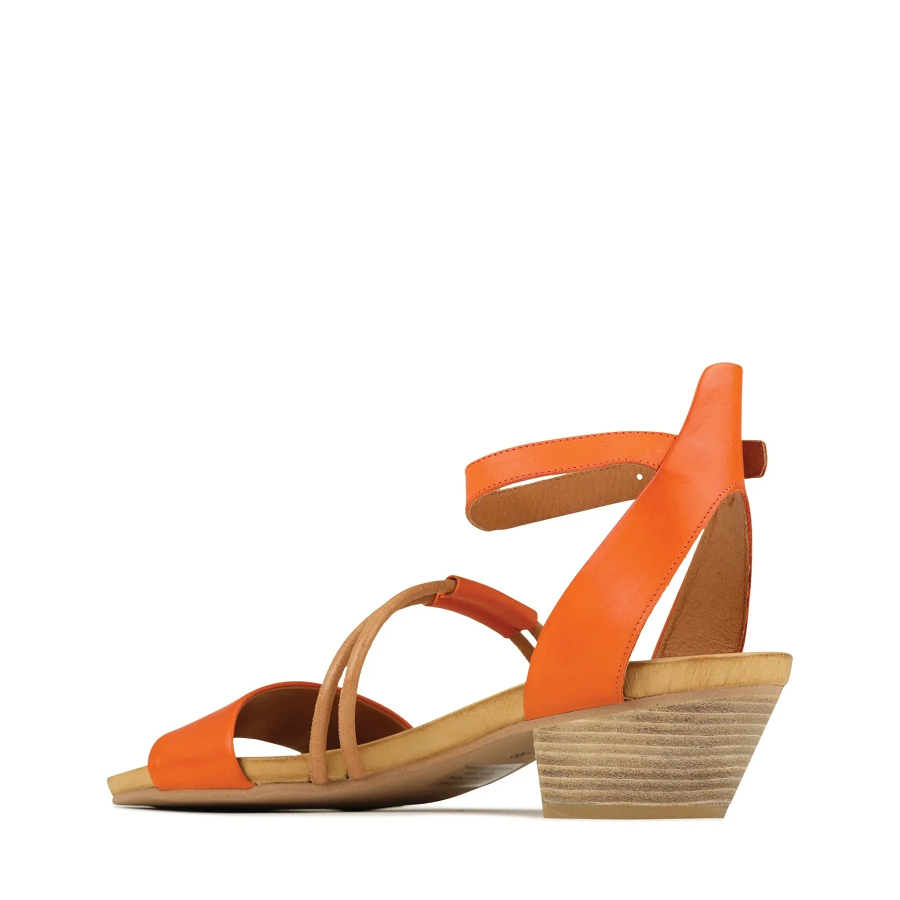 CURO LEATHER ANKLE STRAP HEEL SANDALS