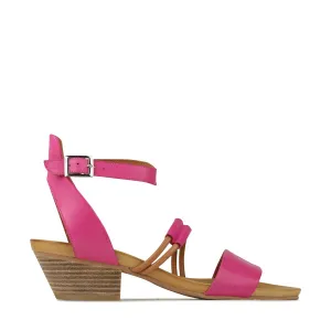 CURO LEATHER ANKLE STRAP HEEL SANDALS