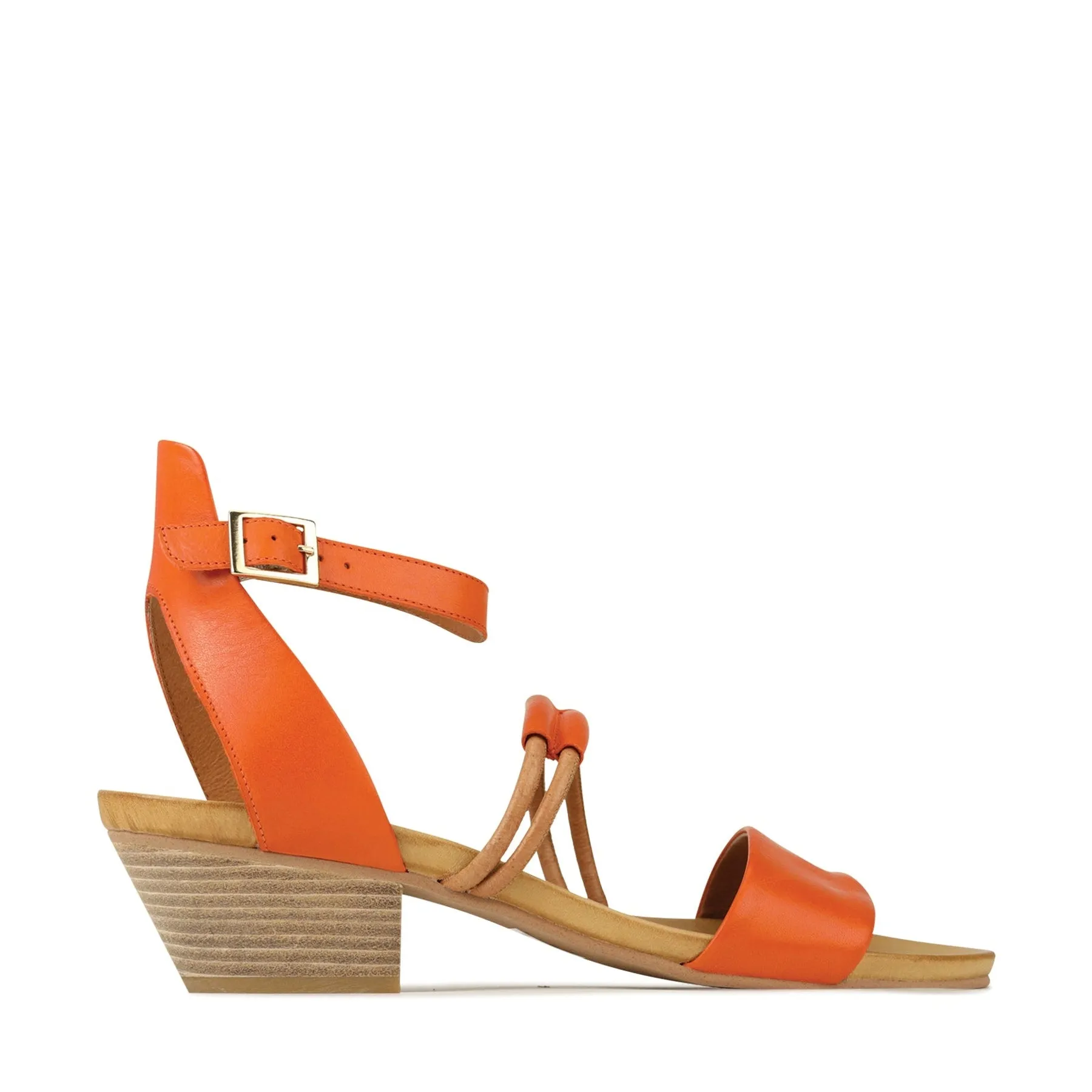 CURO LEATHER ANKLE STRAP HEEL SANDALS