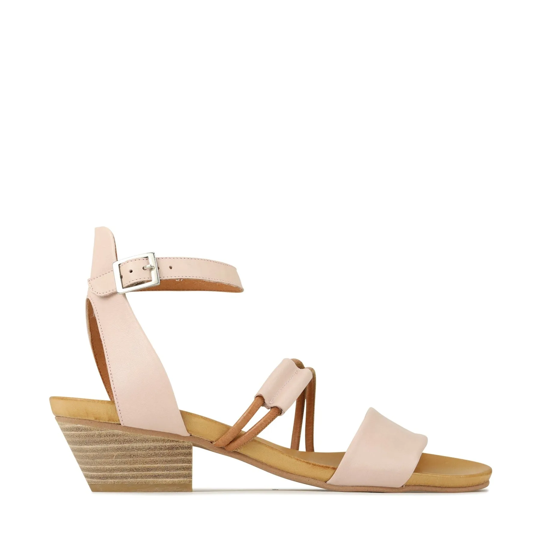 CURO LEATHER ANKLE STRAP HEEL SANDALS