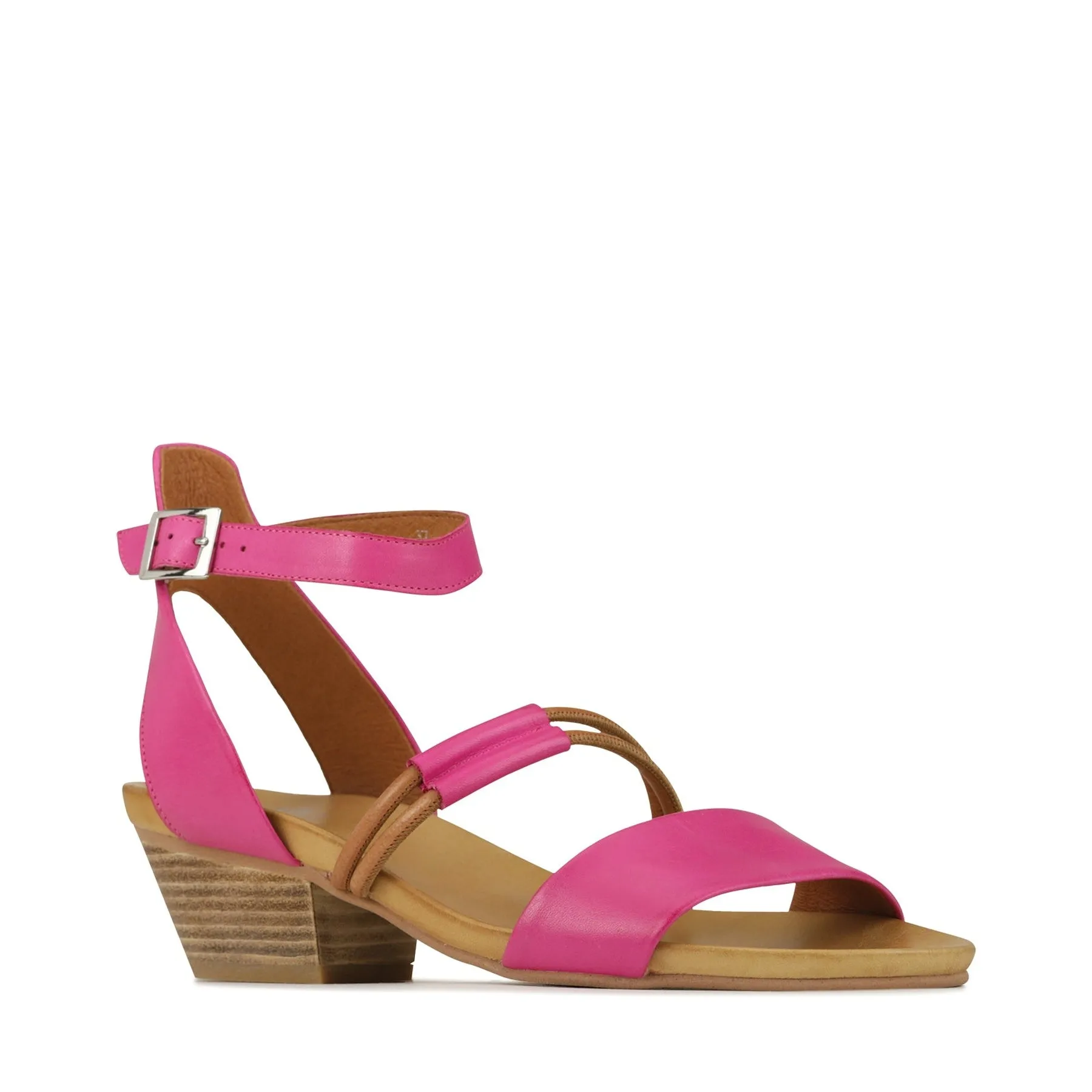 CURO LEATHER ANKLE STRAP HEEL SANDALS