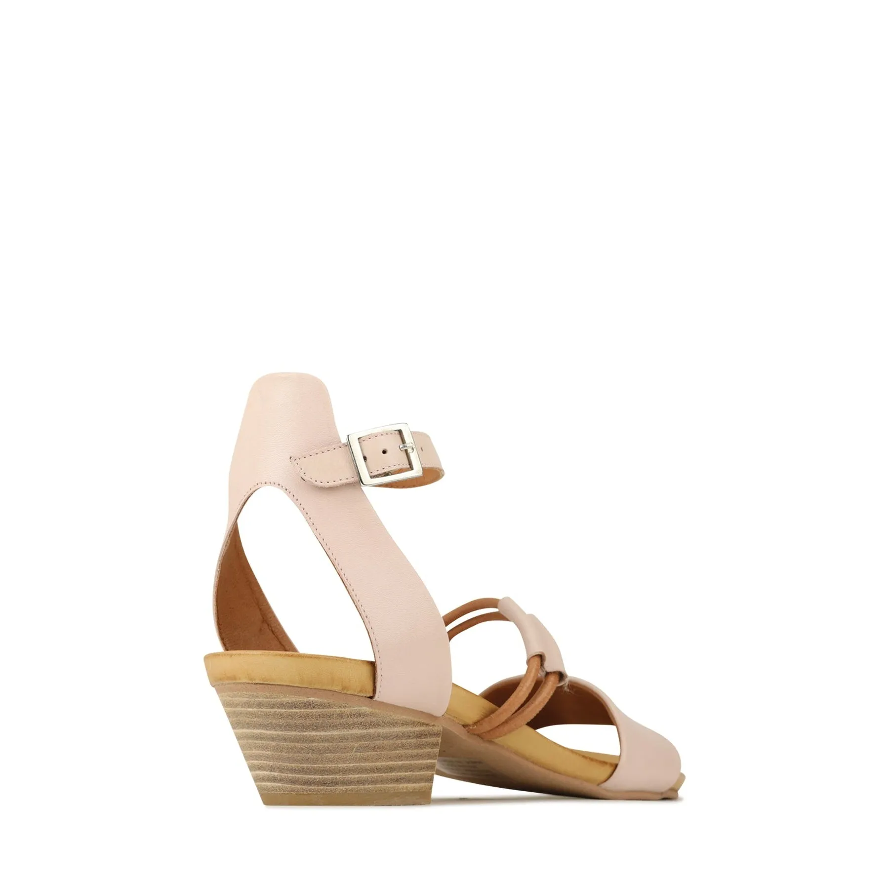 CURO LEATHER ANKLE STRAP HEEL SANDALS