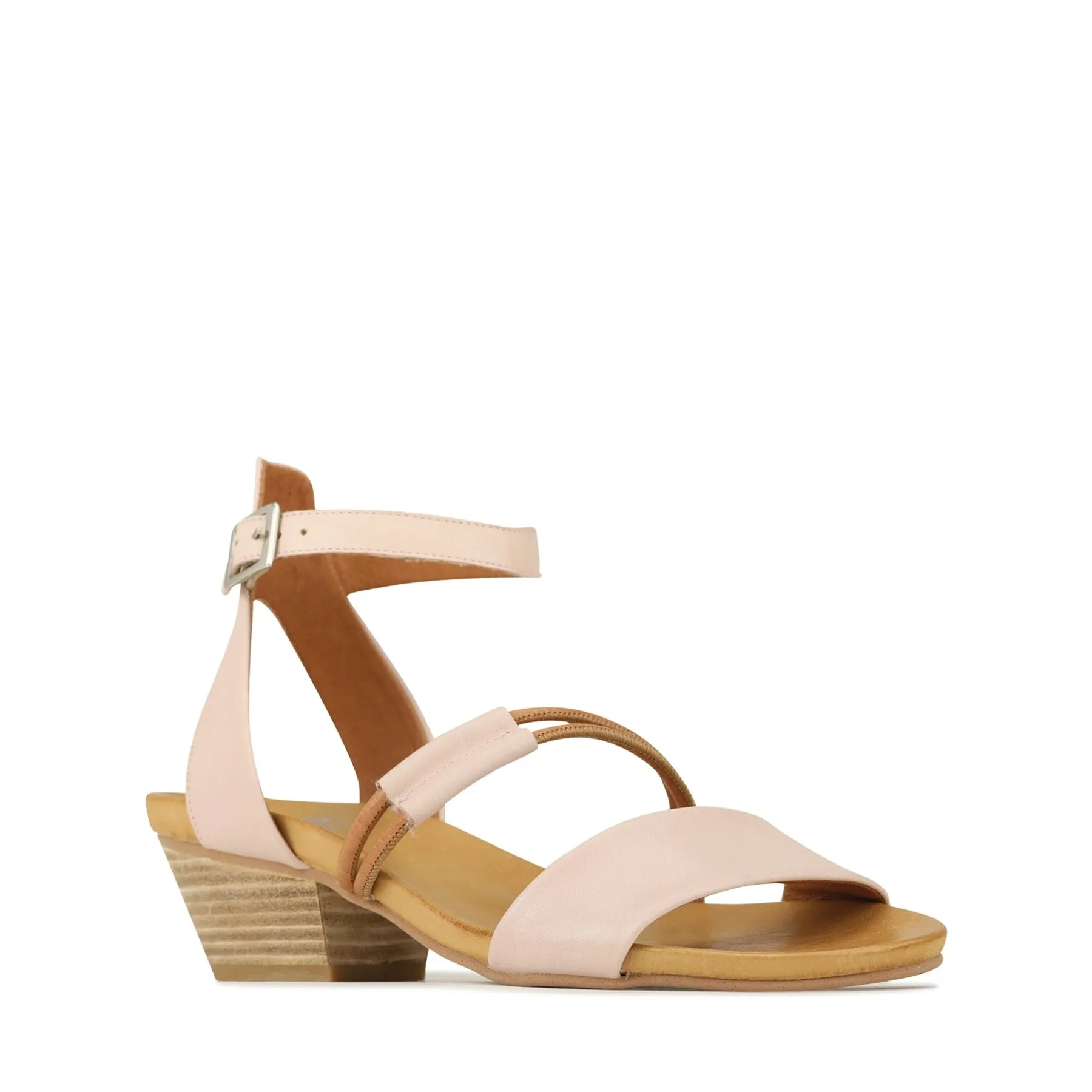 CURO LEATHER ANKLE STRAP HEEL SANDALS