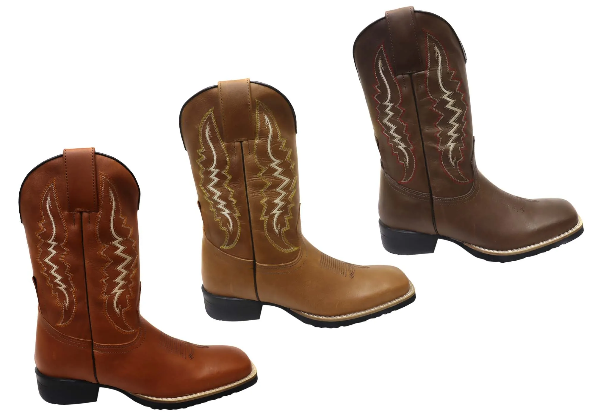 D Milton Meridan Mens Leather Comfortable Western Cowboy Boots D Milton Shoes