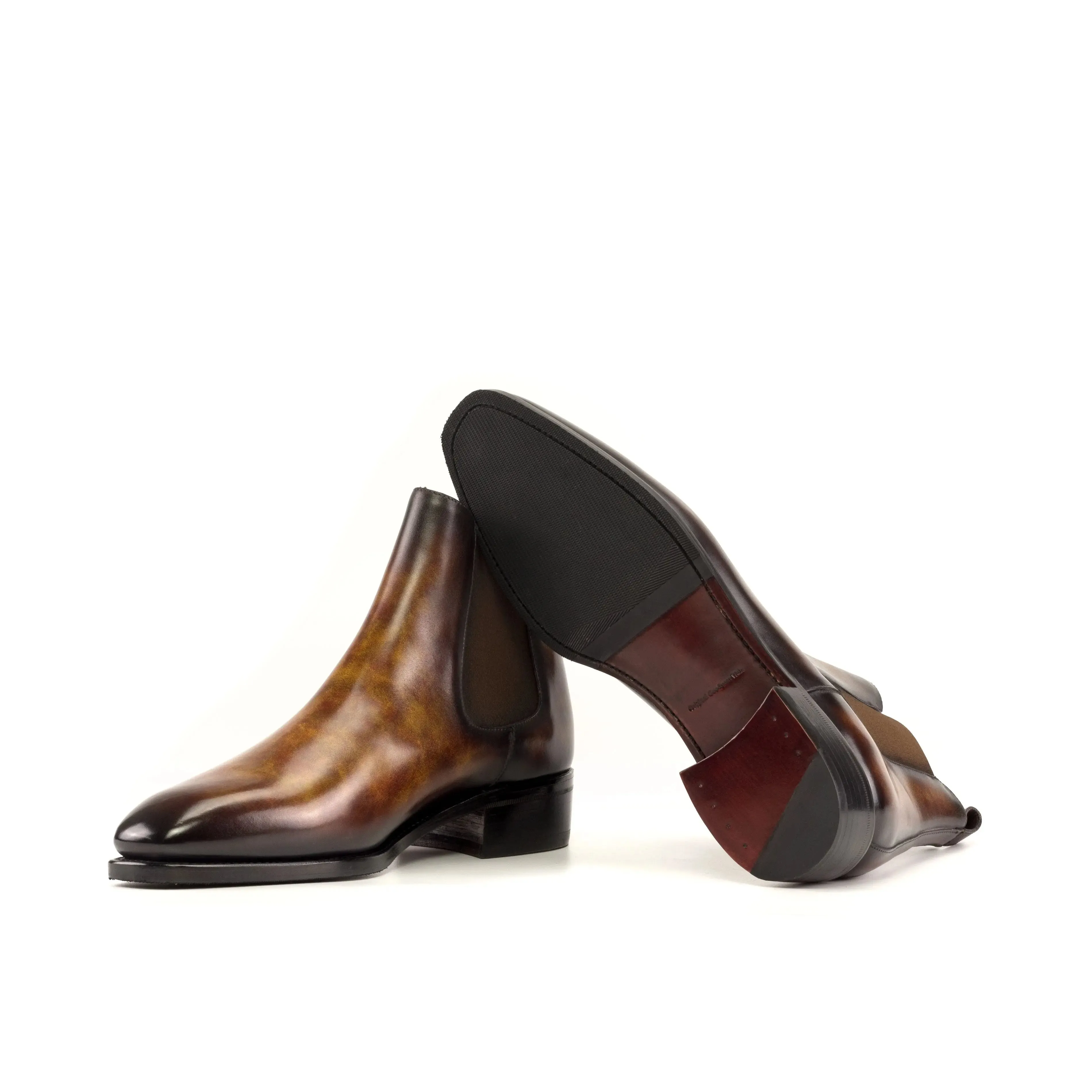 Dapperfam Shoes DapperFam Monza in Fire Men's Hand-Painted Patina Chelsea Boot