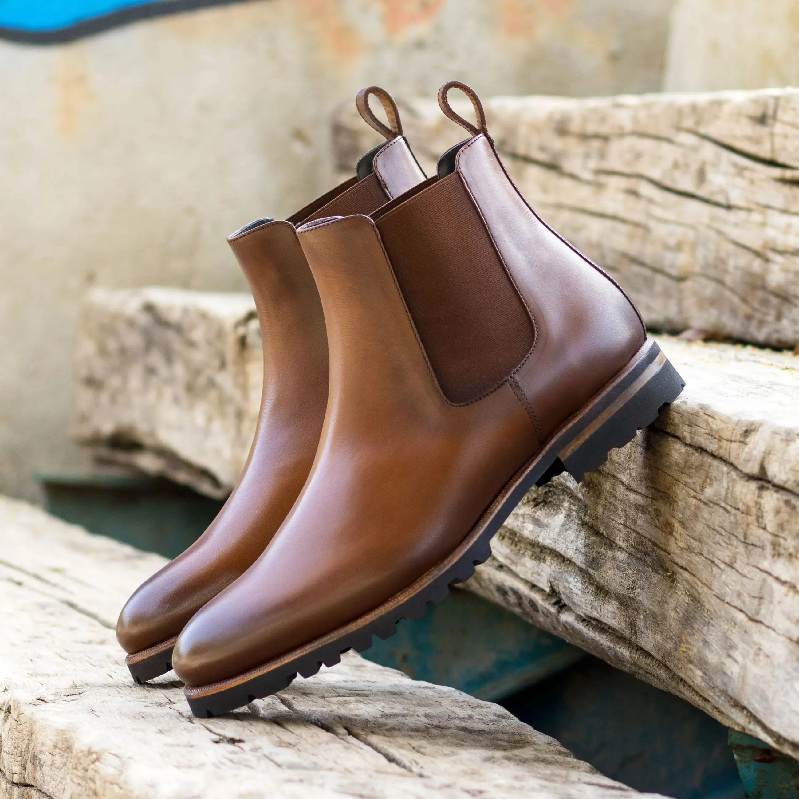 Dapperfam Shoes DapperFam Monza in Med Brown Men's Italian Leather Chelsea Boot