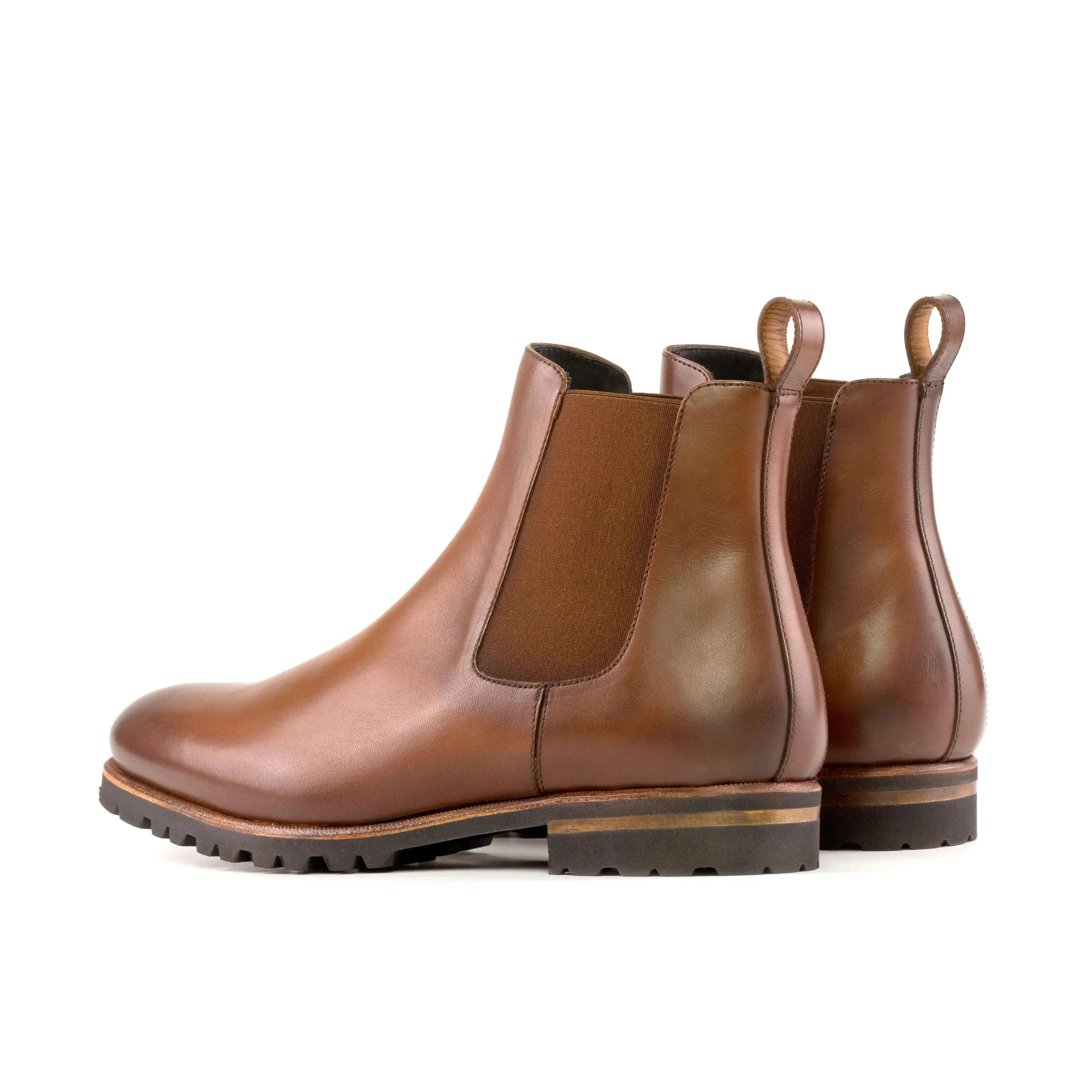 Dapperfam Shoes DapperFam Monza in Med Brown Men's Italian Leather Chelsea Boot