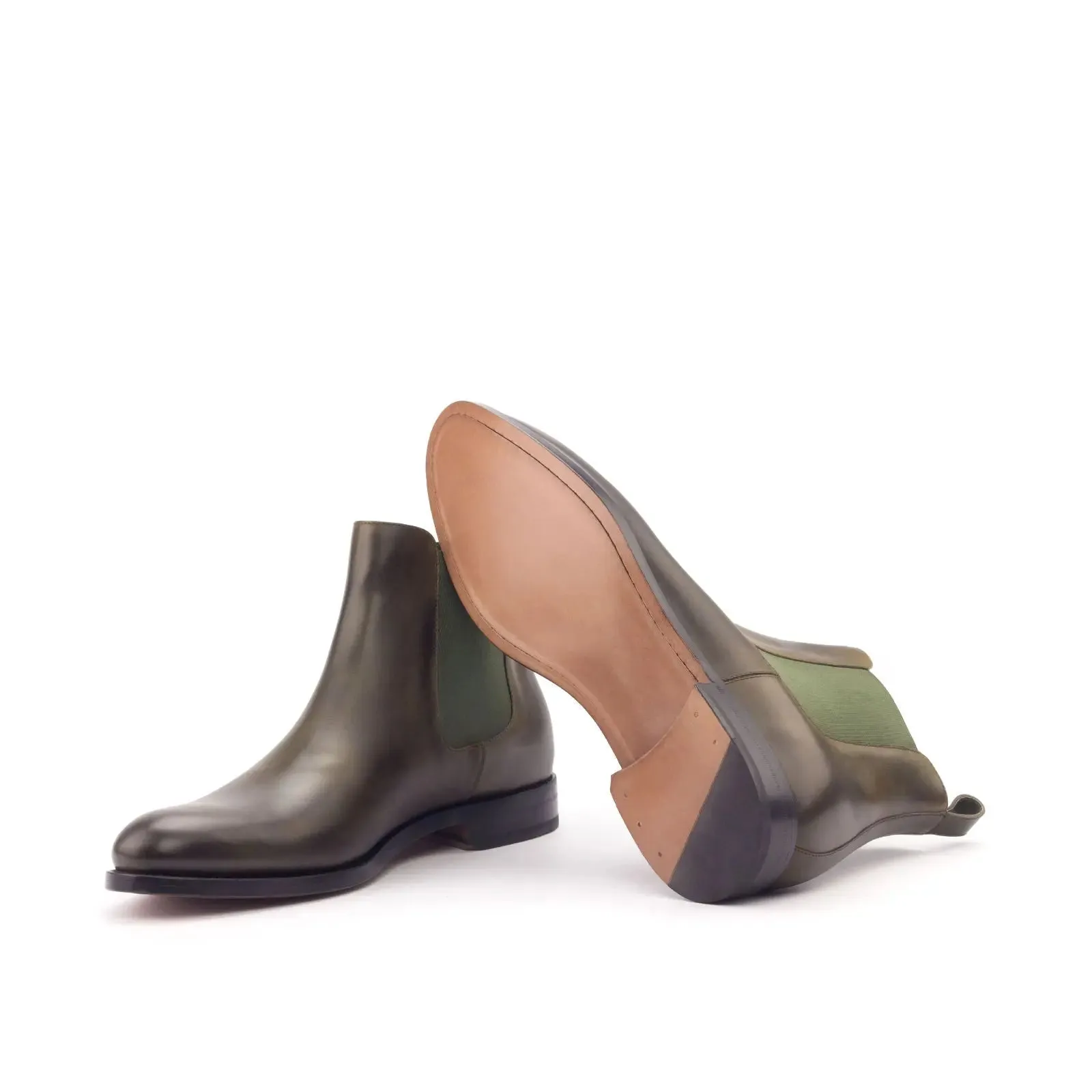 Dapperfam Shoes DapperFam Monza in Olive Men's Italian Leather Chelsea Boot