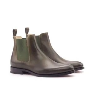 Dapperfam Shoes DapperFam Monza in Olive Men's Italian Leather Chelsea Boot