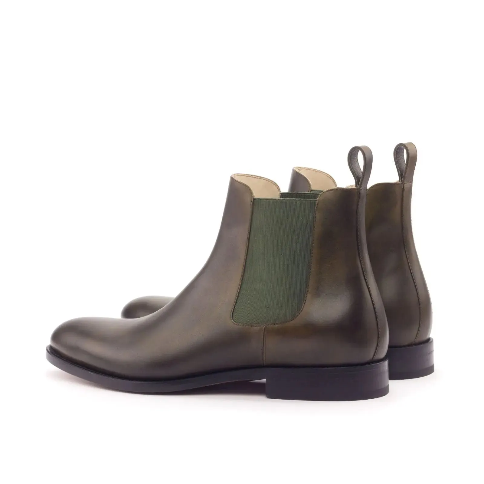 Dapperfam Shoes DapperFam Monza in Olive Men's Italian Leather Chelsea Boot