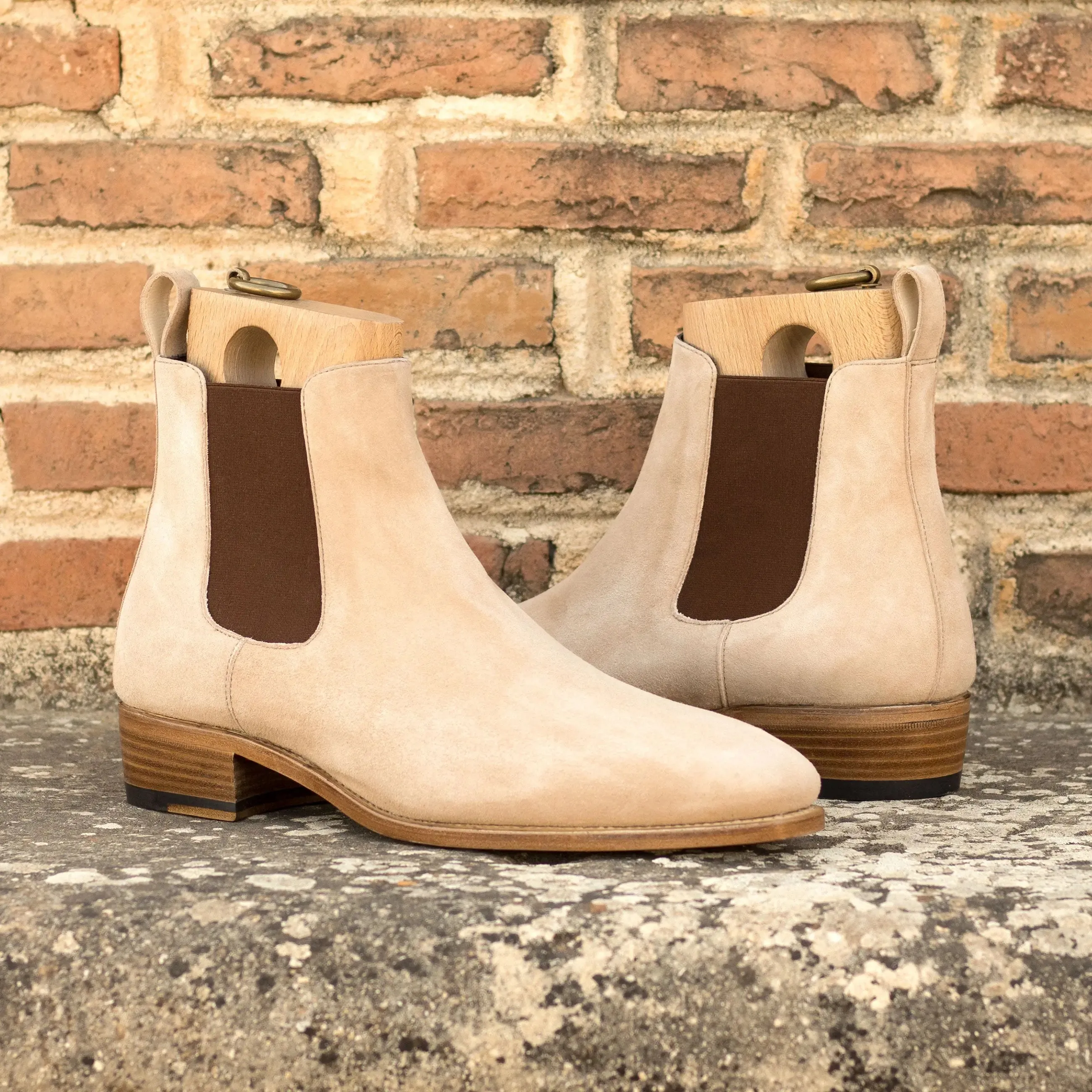 Dapperfam Shoes DapperFam Monza in Taupe Men's Italian Suede Chelsea Boot
