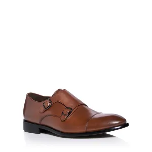 doublemonk Mens Buckle Leather Monk Shoes