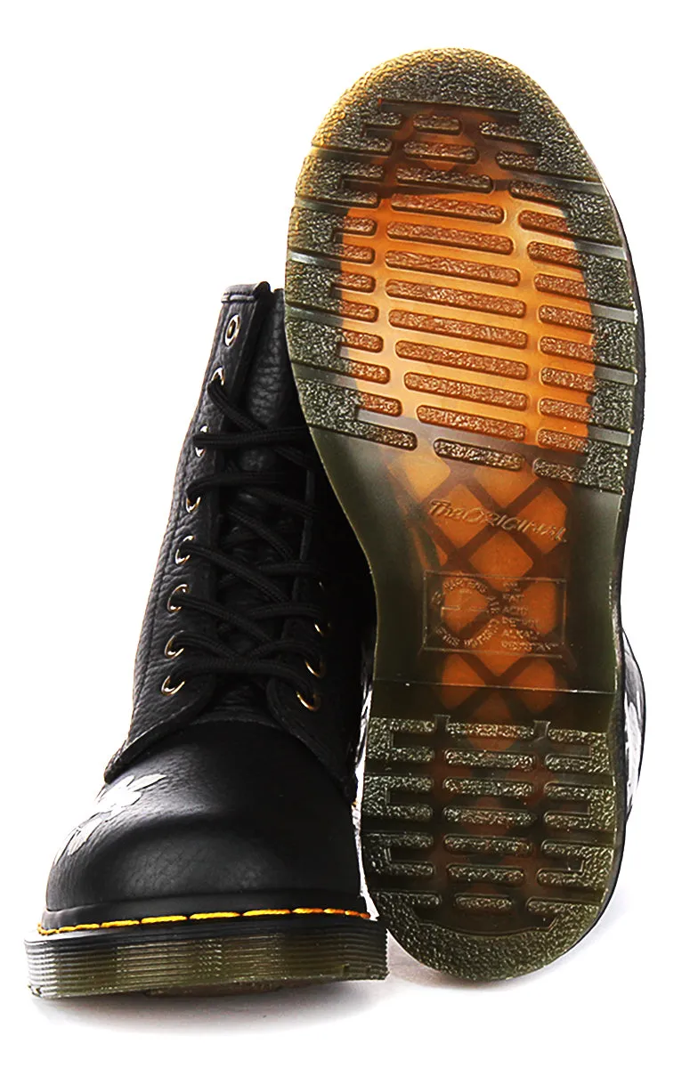 Dr Martens 1460 Decayed Flower In Black For Women Shoes Dr Martens