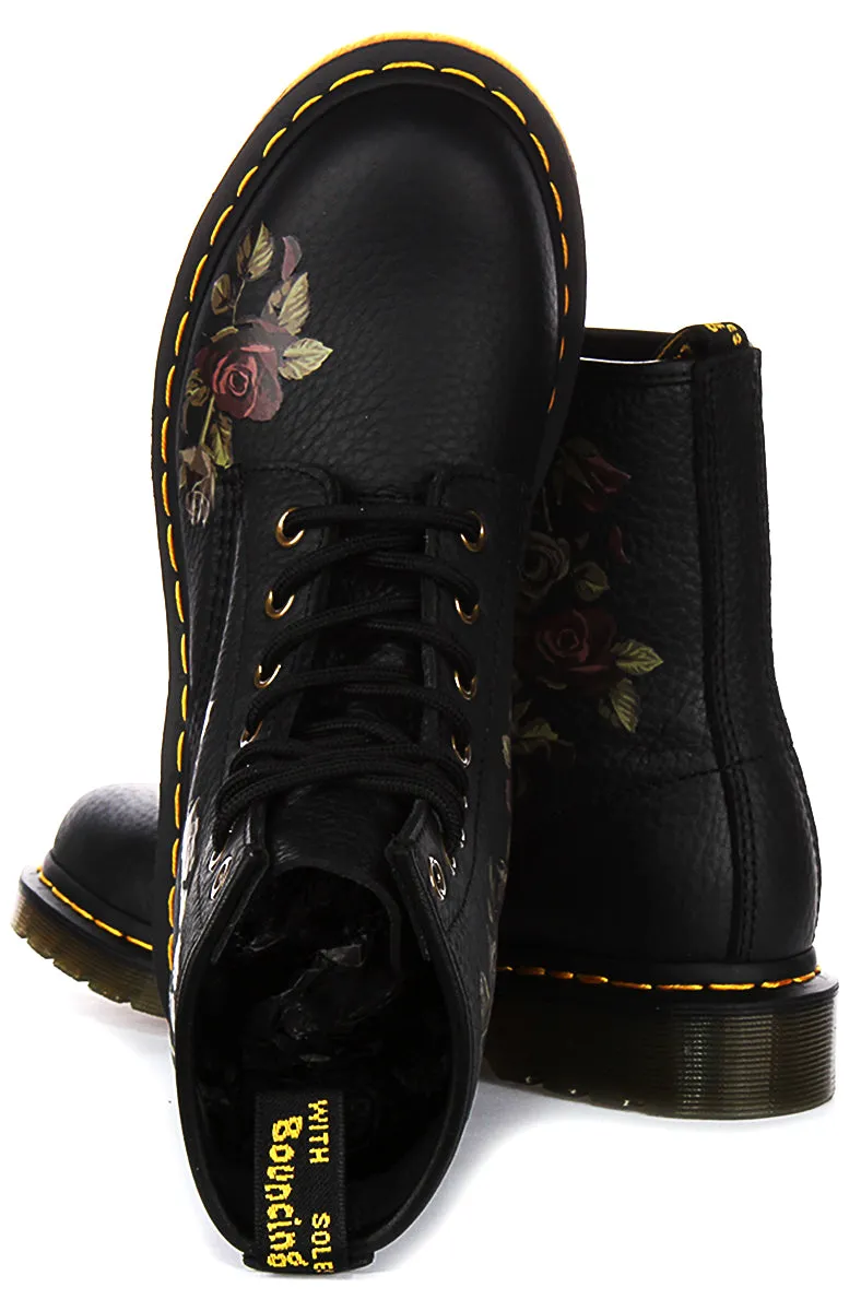 Dr Martens 1460 Decayed Flower In Black For Women Shoes Dr Martens