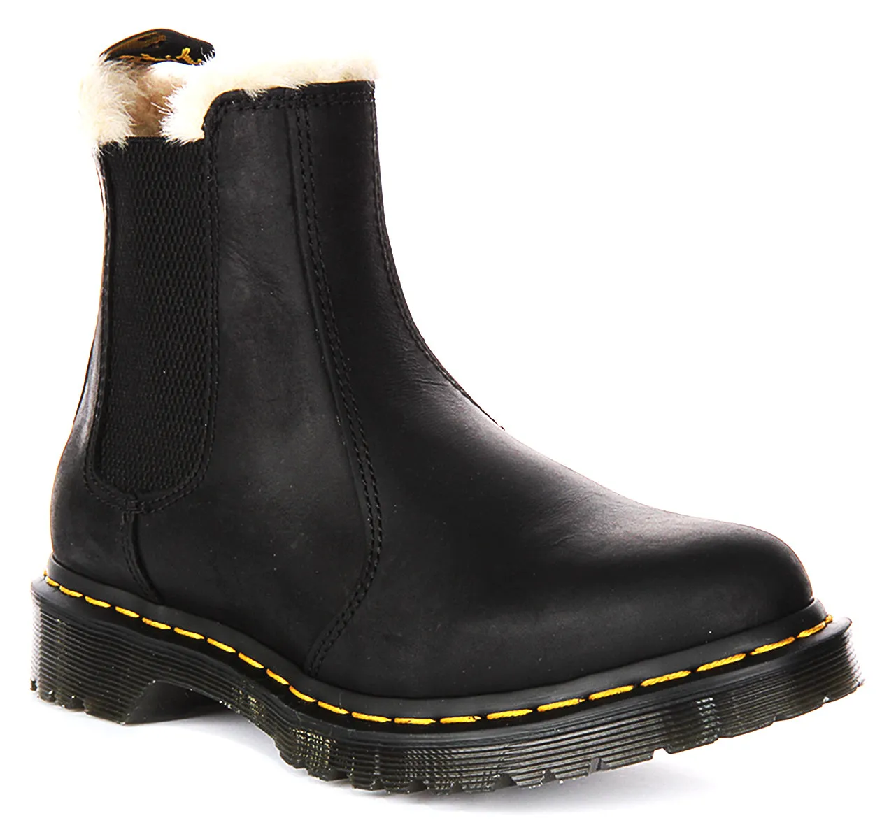 Dr Martens 2976 Leonore In Black Fur Lined Shoes Dr Martens