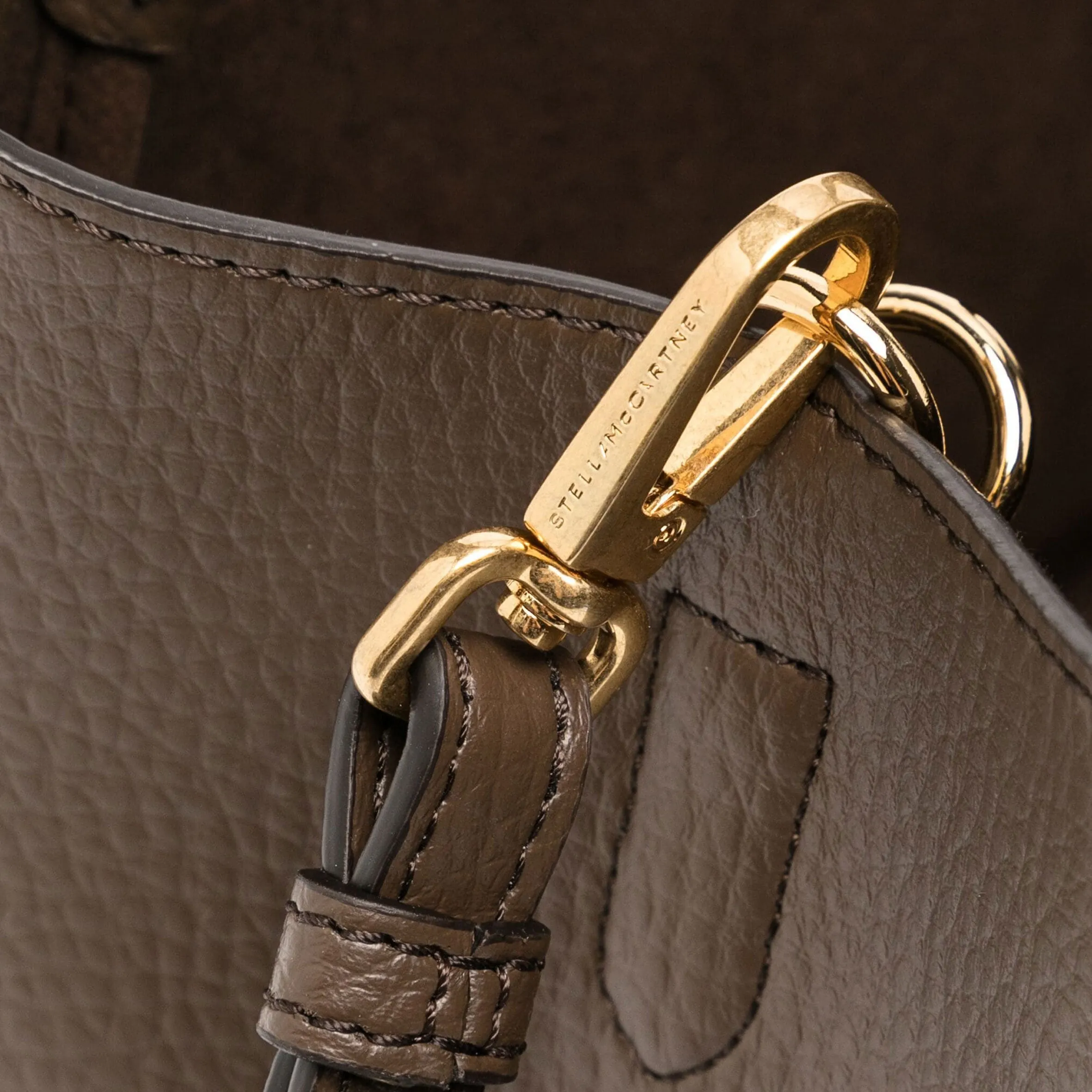 Dumpling Logo Grain Shoulder Bag, Brown Bags_Stella Mccartney_Bags