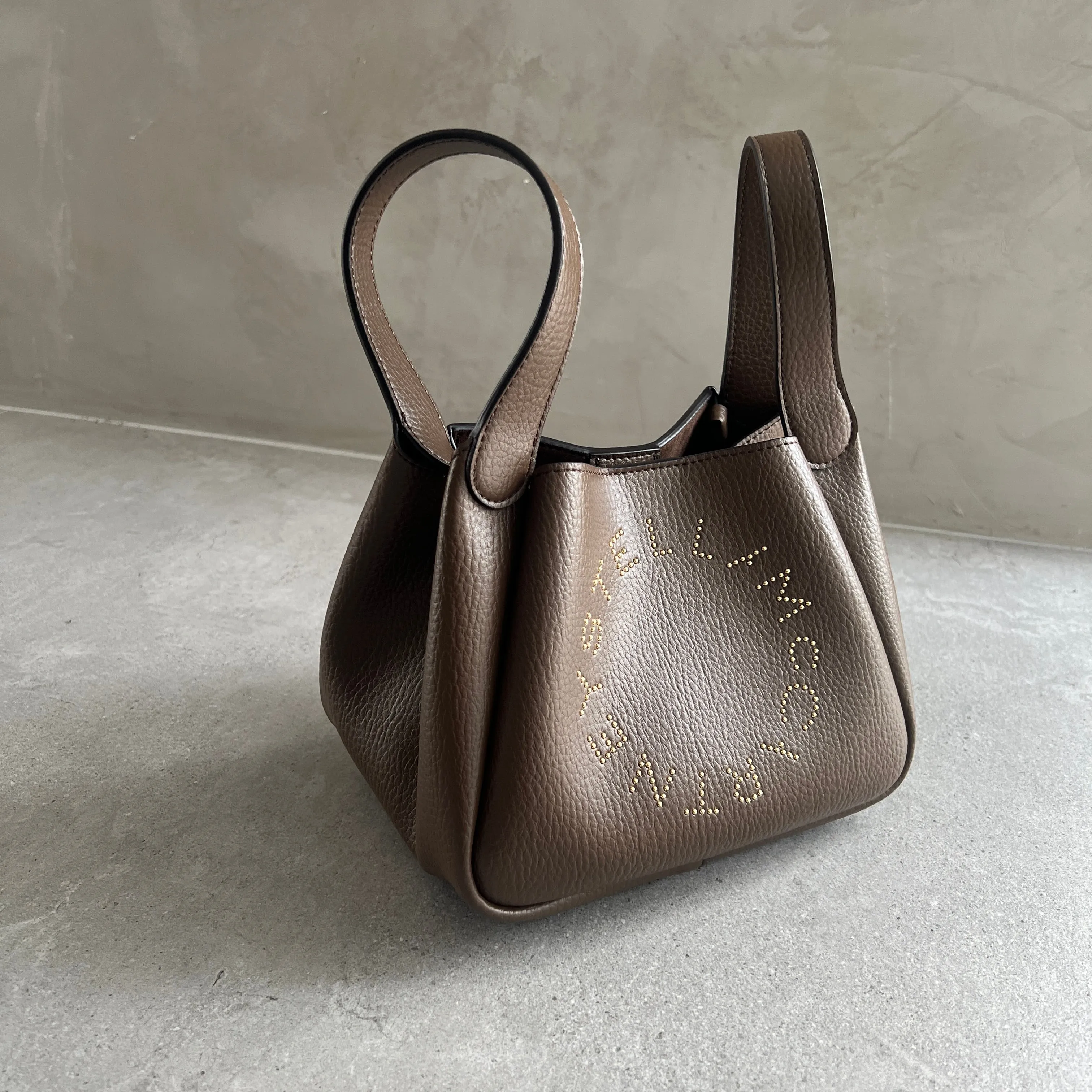 Dumpling Logo Grain Shoulder Bag, Brown Bags_Stella Mccartney_Bags