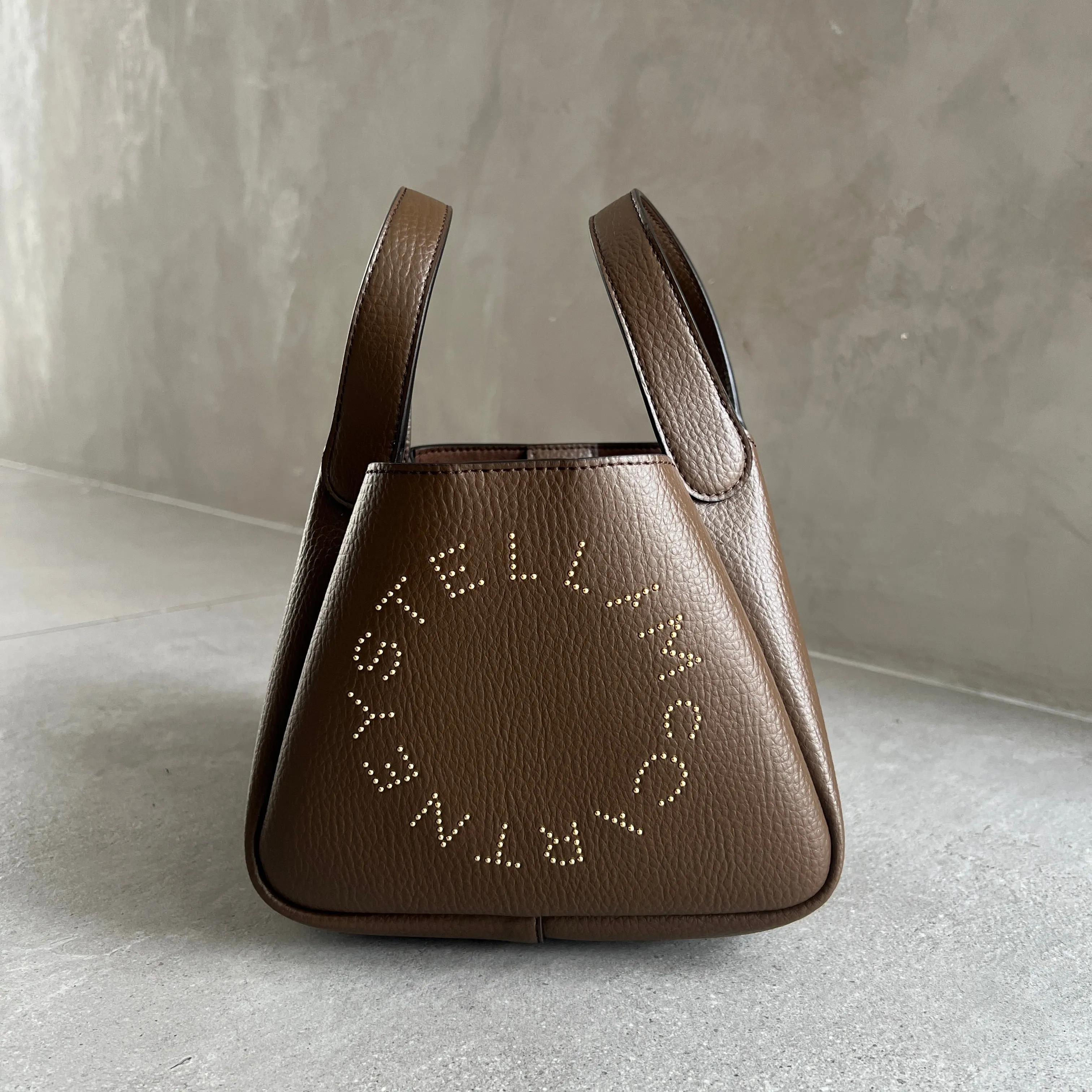 Dumpling Logo Grain Shoulder Bag, Brown Bags_Stella Mccartney_Bags