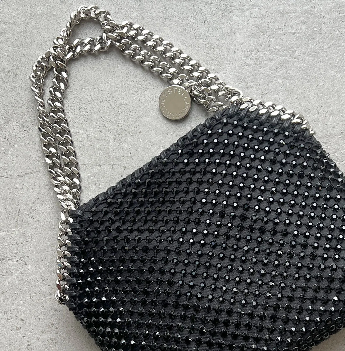 Falabella Evening Crystal Mesh, Black Bags_Stella Mccartney_Bags