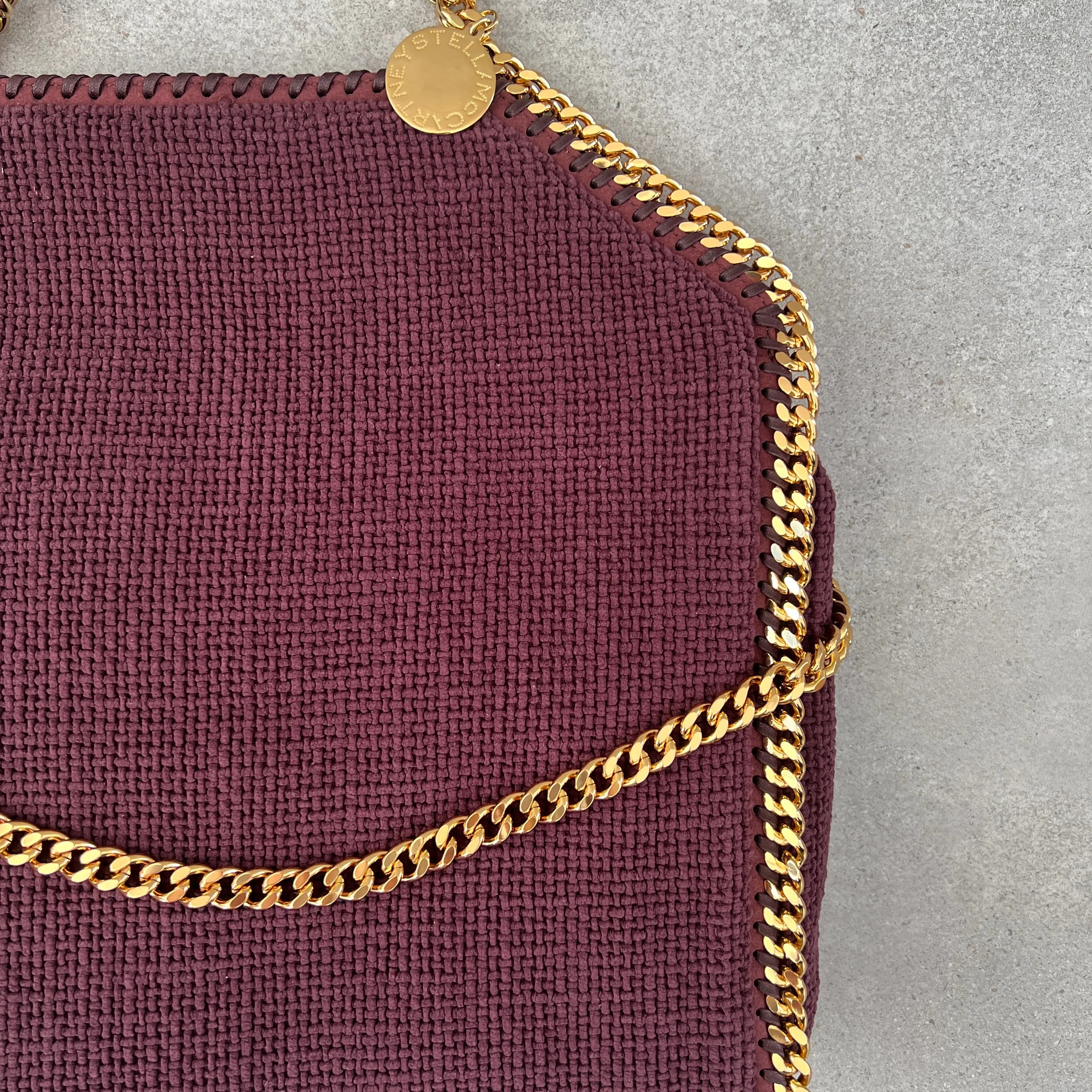 Falabella Large 3 Chain Tote Handle in Woven, Plum Bags_Stella Mccartney_Bags