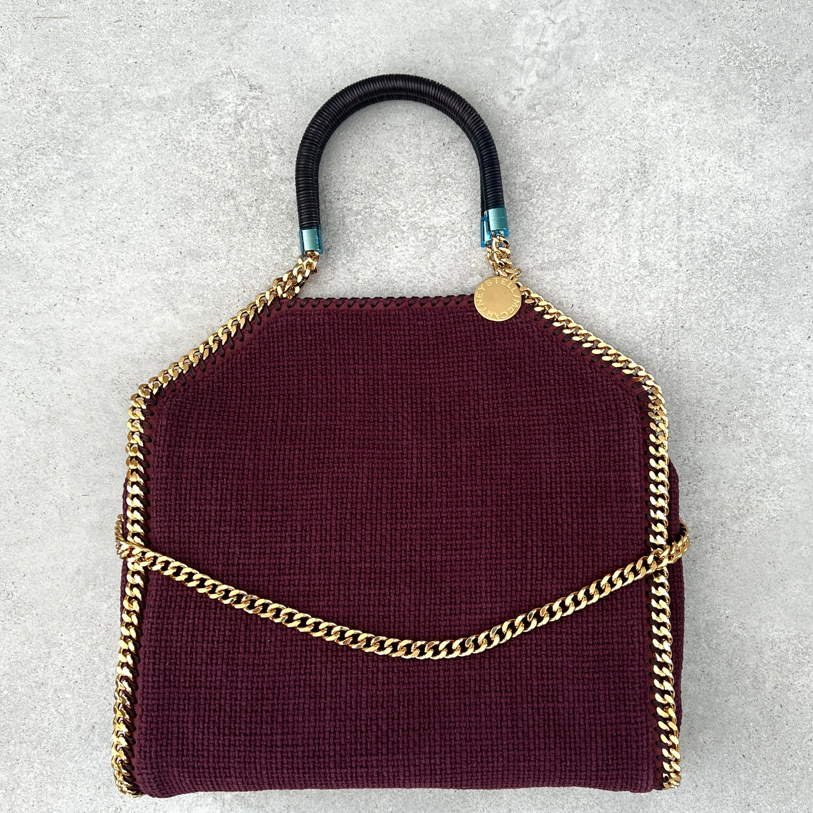 Falabella Large 3 Chain Tote Handle in Woven, Plum Bags_Stella Mccartney_Bags