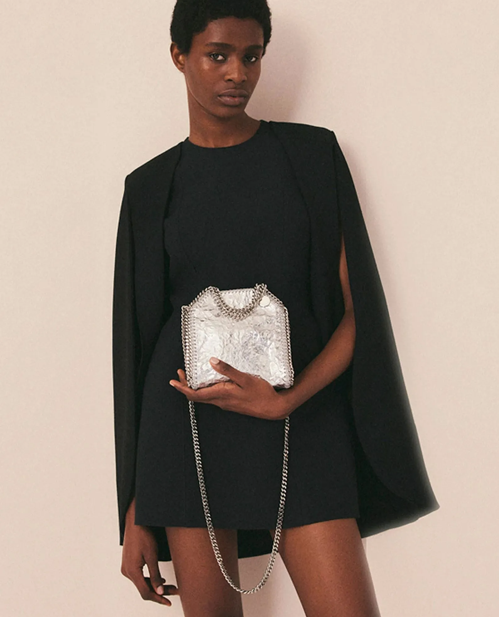 Falabella Stellabration Crackled Metallic Tiny Tote, Silver Bags_Stella Mccartney_Bags